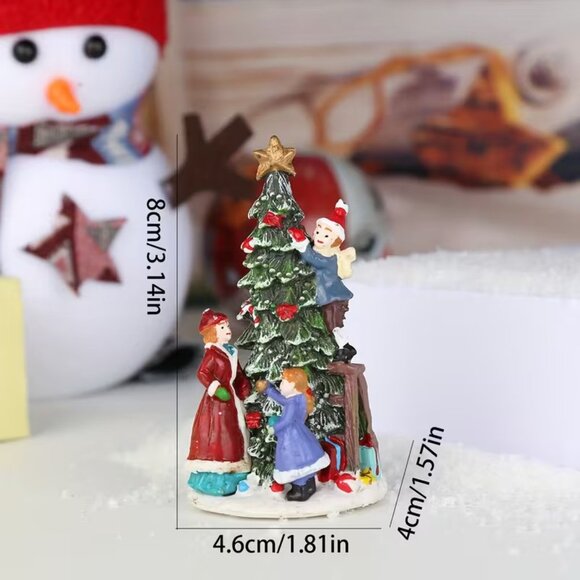 3 Girls Decorating a Christmas Tree Resin Holiday Tabletop Decor, 3.1"h x 1.8"w - Picture 2 of 2